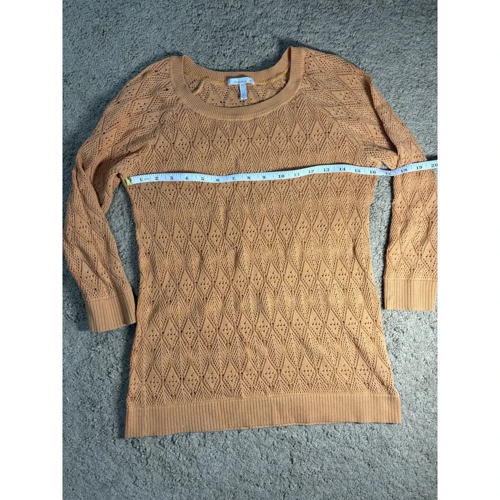 O'Neill Pointelle Knit Sweater Women‎ Medium Orange Scoop Neckline Beach
